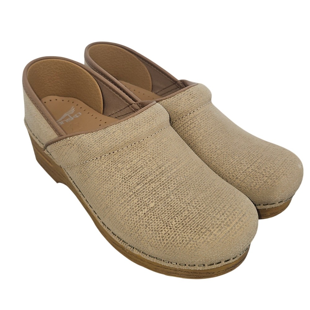 Dansko Professional Tan Textured Suede Clogs Shoes EU 39 US 8.5-9